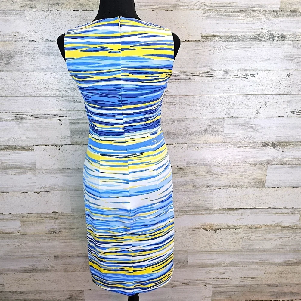 J. McLaughlin Sophia Catalina Cloth Sheath Dress XS Blue Sea Inspired Yachtcore